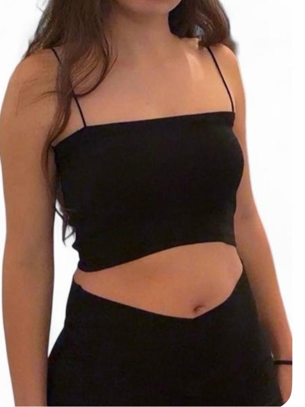 Zara Black Spaghetti-Strap Cutout Crop Top + FREE Squishy Cube